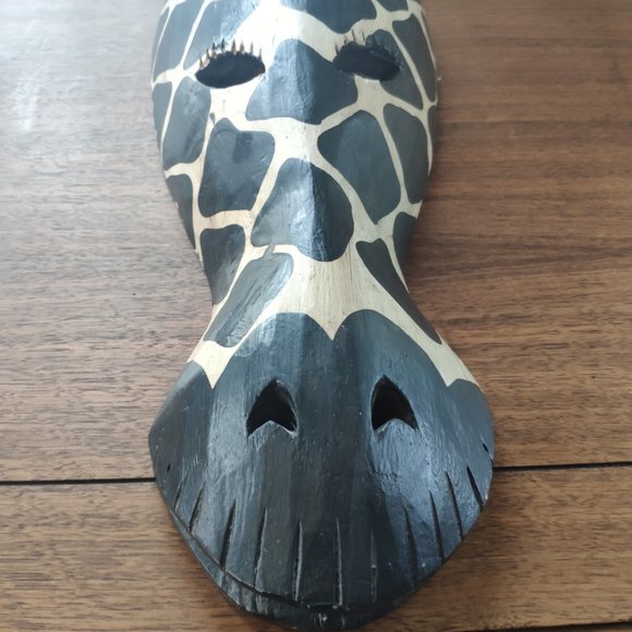 Wooden Hand Carved African Style Giraffe Large Vintage Mask 20" - Picture 4 of 7